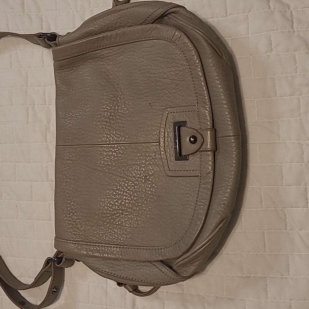Perlina Taupe Leather Shoulder Bag